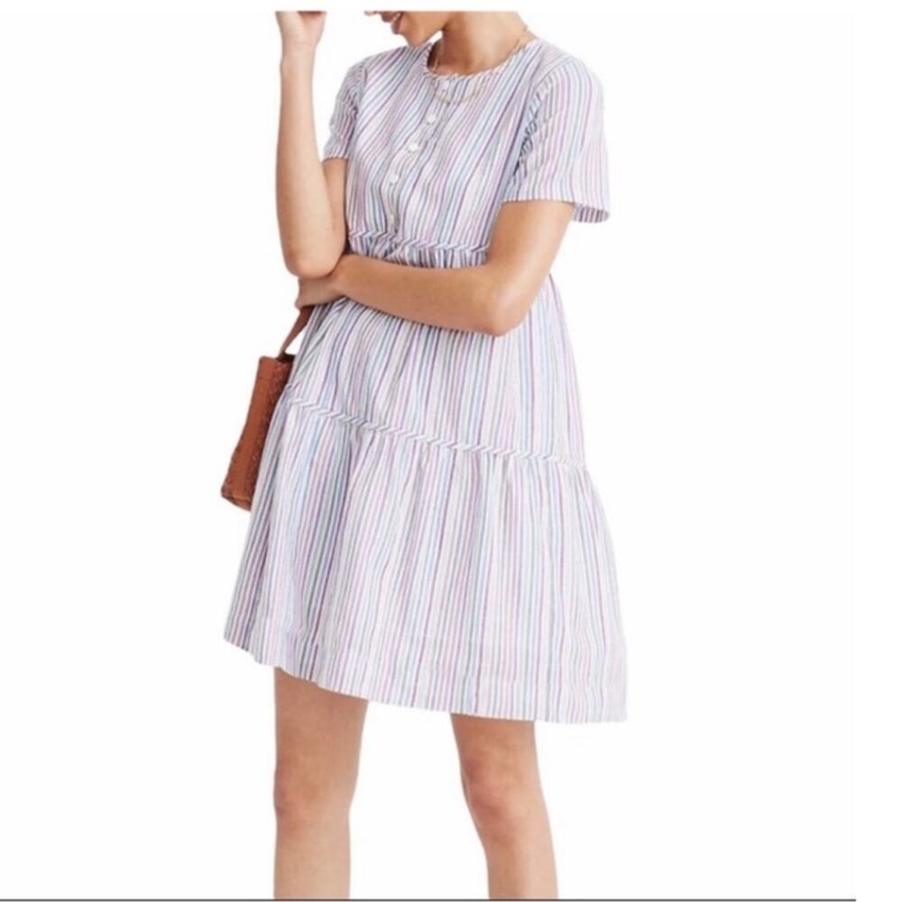 Madewell Small Crewneck button front tiered dress cottage babydoll beachy coasta - Picture 11 of 13